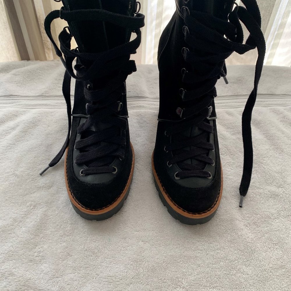 Womens Black suede and ponyhair boots size 9